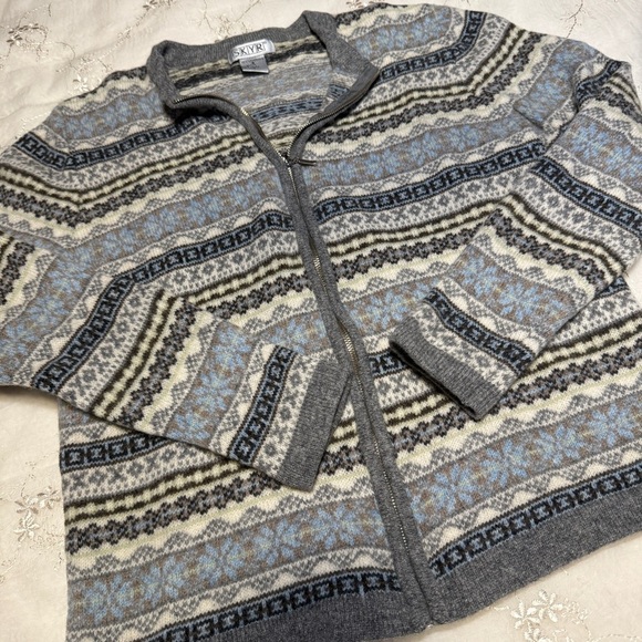 vintage skyr 100% lambswool zip-up fair isle cardigan – size small - Picture 5 of 5